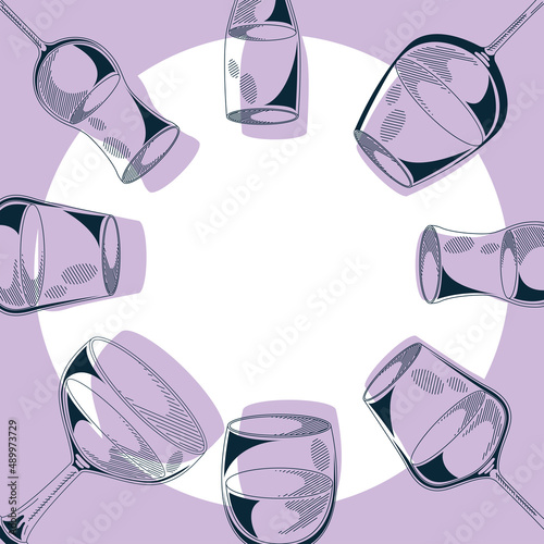 eight wine cups around