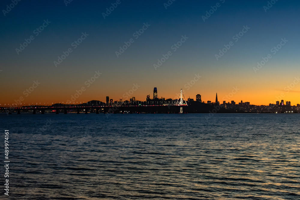 Night view of San Francisco Bay and the city skyline