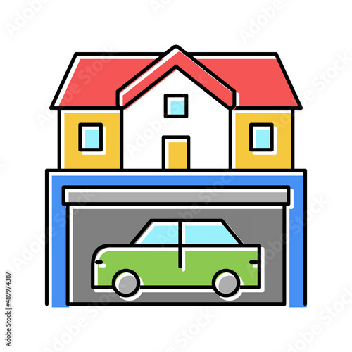 house parking color icon vector illustration