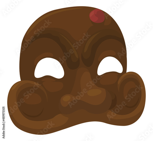 Brown Arlecchino mask with bump for Venice's Carnival, Vector illustration photo