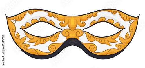 Beautiful Colombina half-mask with black and golden decoration, Vector illustration