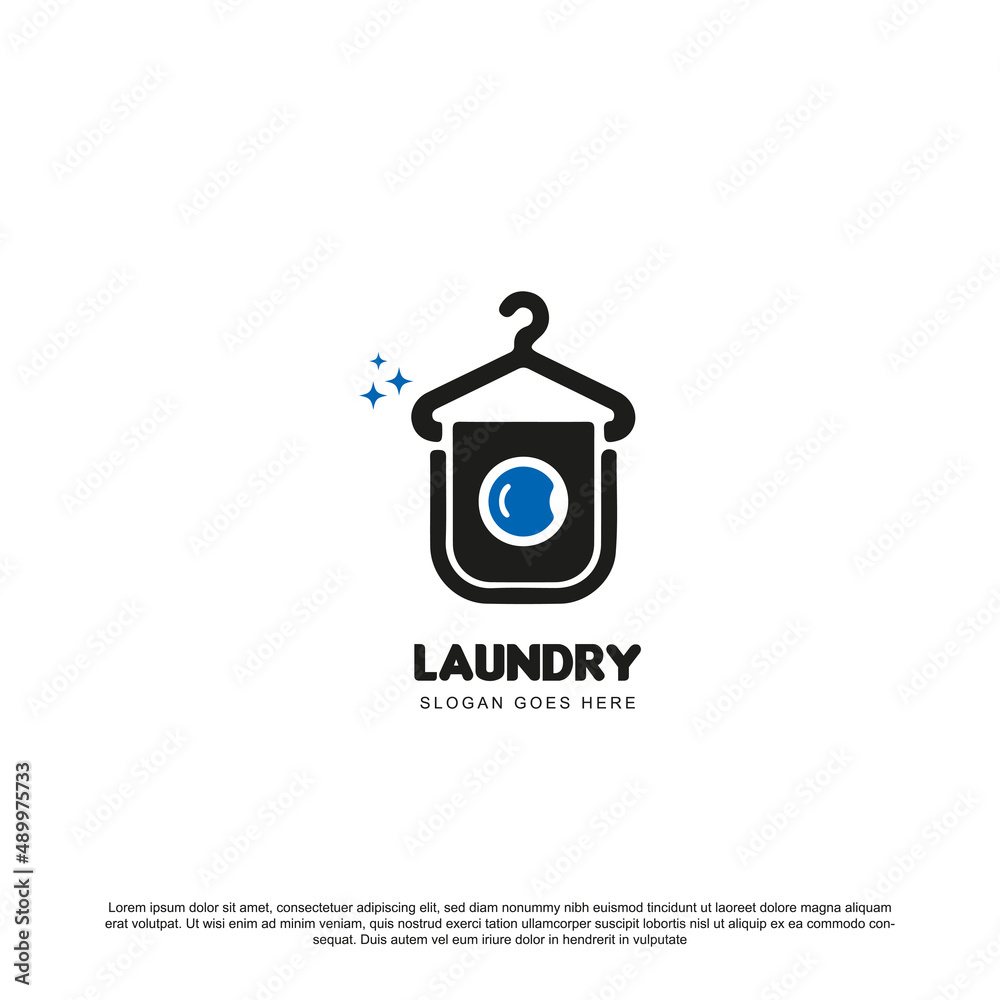 Laundry Logo, Washing Machine and Hanger, Laundry Washer vector Laundry Logo, Washing Machine and Hanger, Laundry Washer vector