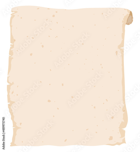 Vertical scroll template with curled corner and ripped borders, Vector illustration