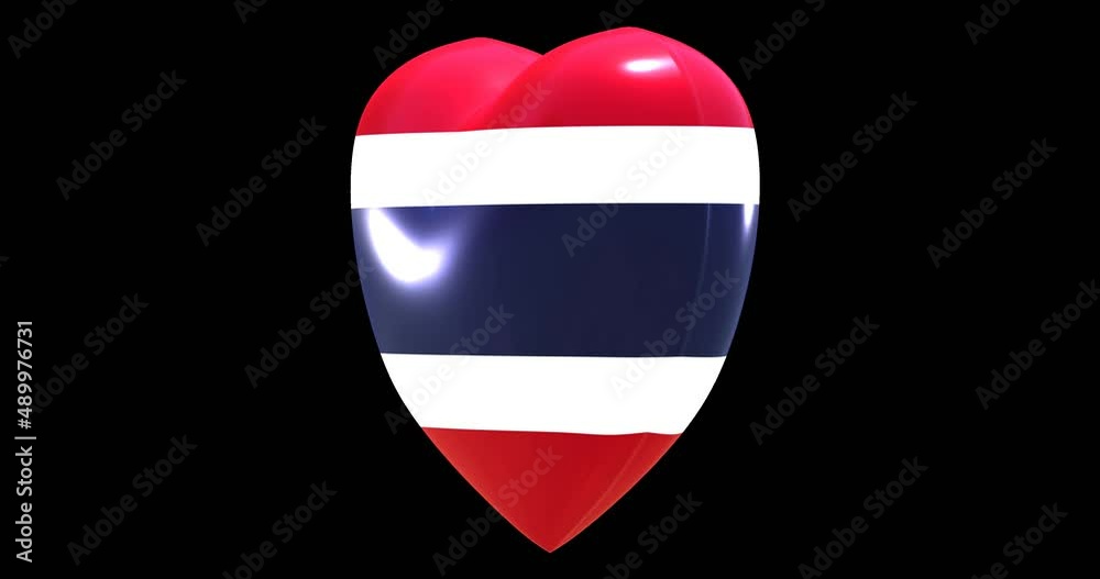 Flag of Thailand on turning Heart 3D Loop Animation with Alpha Channel 4K UHD 60FPS Flag of Thailand on turning Heart 3D Loop Animation with Alpha Channel 4K UHD 60FPS