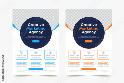 Business Flyer Corporate Flyer Template Geometric shape Flyer Circle Abstract Colorful concepts (ID: 489976701)