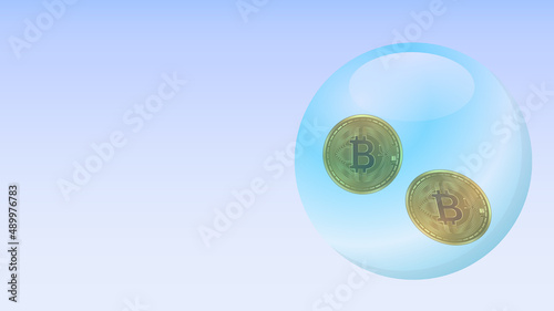BURBUJA BITCOIN FONDO CIELO AZUL