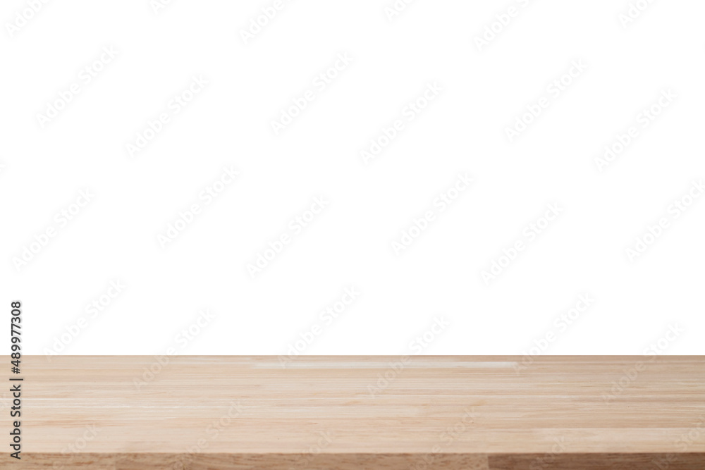 Empty wood table for display product, isolated on white background Empty wood table for display product, isolated on white background