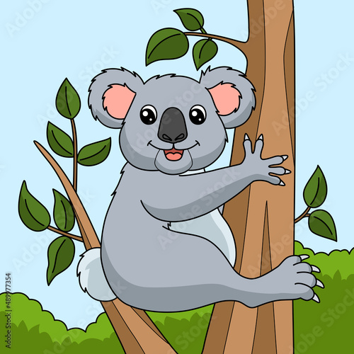 Koala Cartoon Colored Animal Illustration