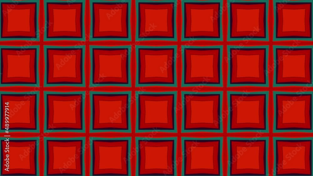 Beautiful red, green, and black geometric seamless looping pattern, moving geometrical decorative elegant ornament endless background.