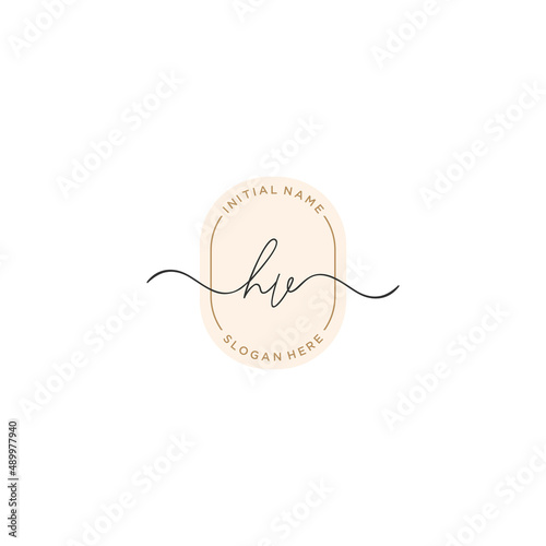 H V HV Initial handwriting logo template vector photo