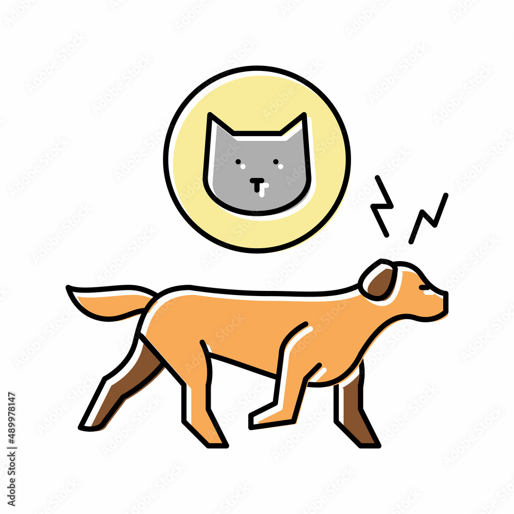 dog chasing cat color icon vector illustration