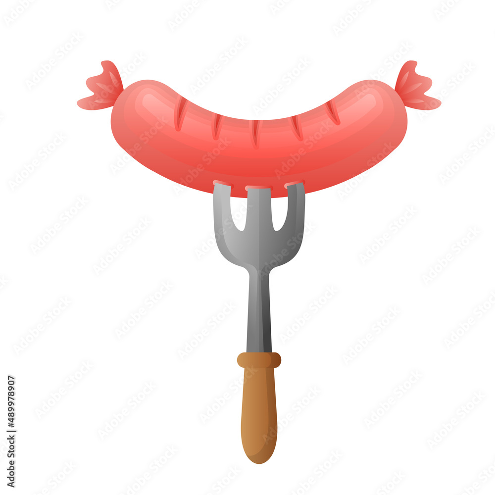 food sausage and fork cartoon vector illustration isolated object food sausage and fork cartoon vector illustration isolated object