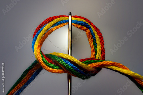 Closeup of colorful threads