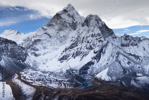 Landscape in the mountains of Mount Ama Dablam during Everest Base Camp Trek