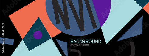 Abstract background. Blocks, lines, triangles, circles composition. Techno or business concept for wallpaper, banner, background, landing page