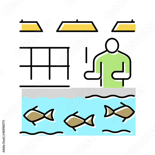 hatcheries salmon color icon vector illustration