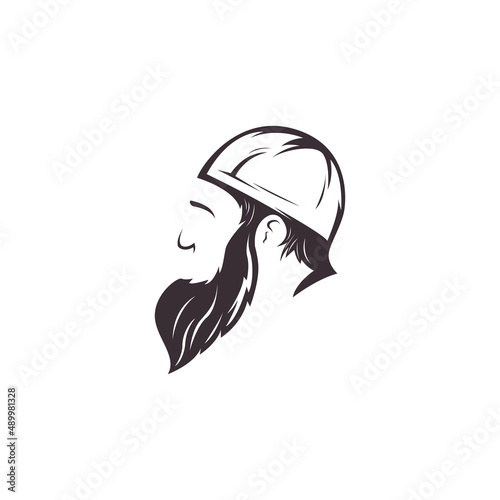 face muslim muslim man with beard mustache side view logo vector icon symbol illustration design