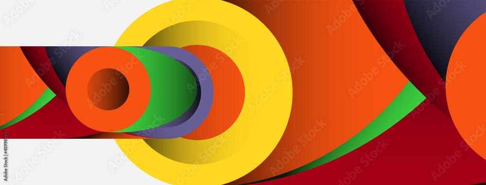 Abstract background. Minimal geometric circles and round style shapes with deep shadow effects. Trendy technology business template for wallpaper banner or background Abstract background. Minimal geometric circles and round style shapes with deep shadow effects. Trendy technology business template for wallpaper banner or background