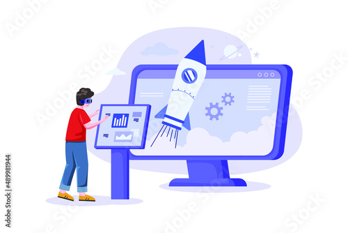 ICO Blockchain illustration concept