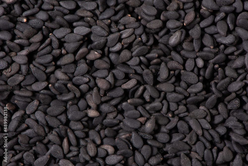 Close-up black sesame seeds texture background Close-up black sesame seeds texture background