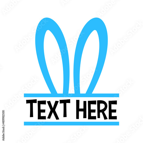 Vector Blue Bunny Ears Name Frame