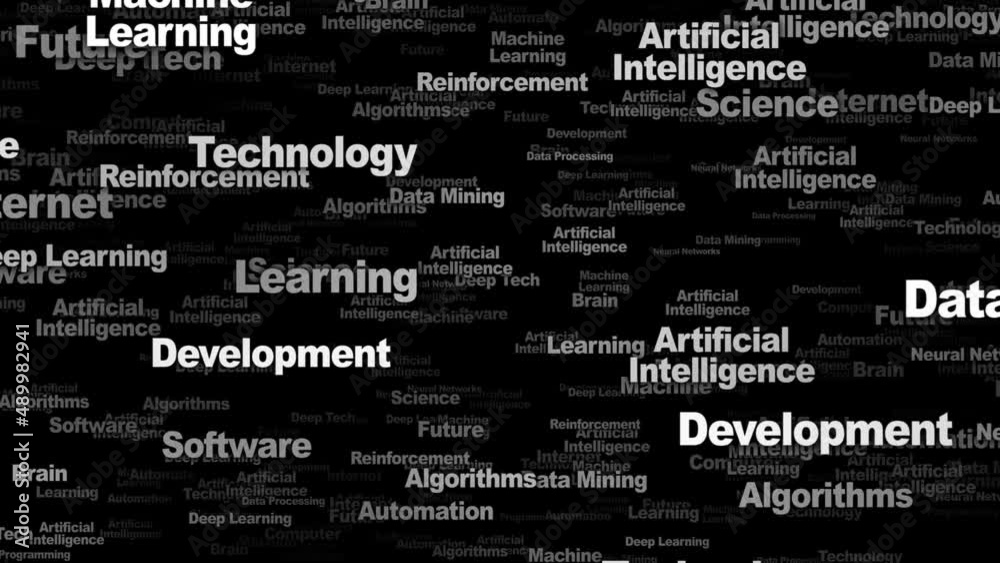 ARTIFICIAL INTELLIGENCE Keywords, Background, Animation, Loop, 4k

