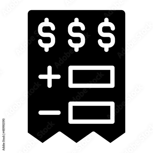 bill invoice payment glyph icon. Can be used for digital product, presentation, print design and more.