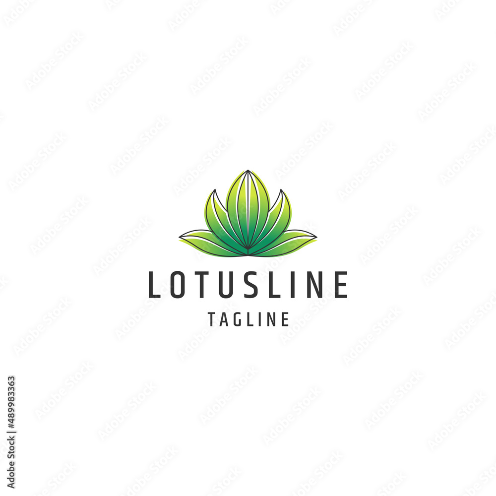 Lotus line logo icon design template flat vector