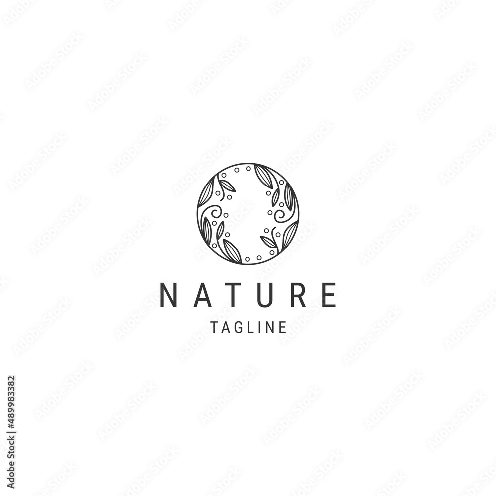 Nature leaf line logo icon design template flat vector 