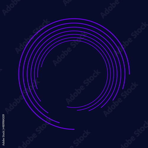 Violet curved stripes in ring form. Vector illustration. Design element for logo, sign, symbol, blackout tattoo, web pages, prints, posters, monochrome pattern and abstract background