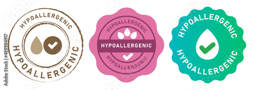 Hypoallergenic allergen free tested seal icon image stamp emblem tag for beauty product packaging for skin sensitive