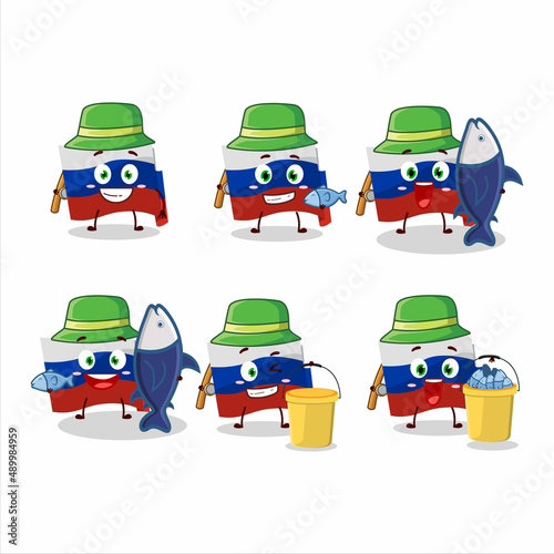 A fisherman russia flag cartoon picture catch a big fish
