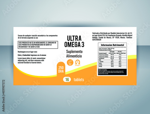 ultra omega 3, fish oil supplement label design vector