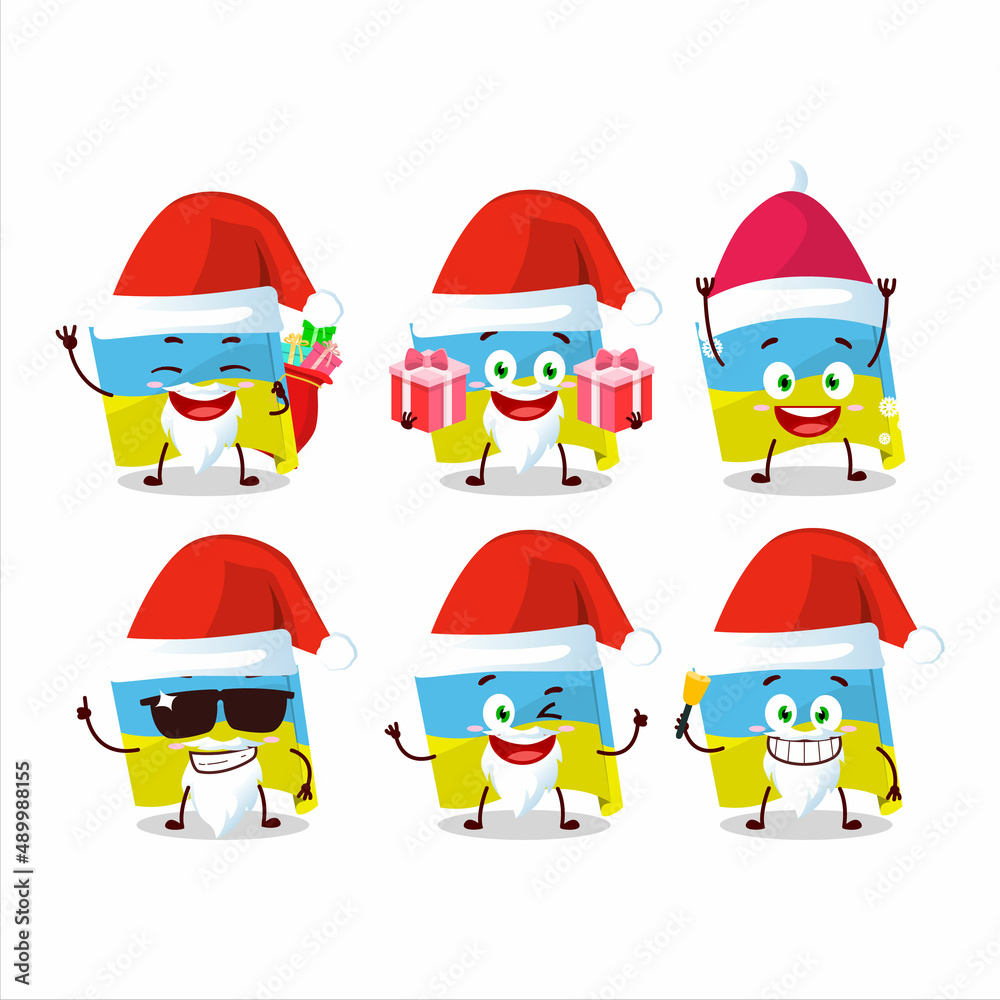 Santa Claus emoticons with ukraine flag cartoon character