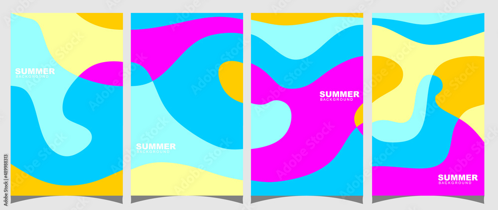 set of backgrounds with wave patterns. colorful summer background. suitable for web design, brochures, cards