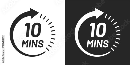 10 mins time circle icon vector illustration.
