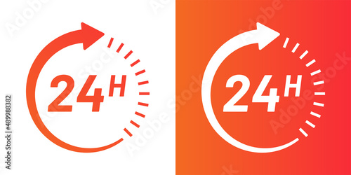 24h or 24 hours clock arrow icon vector in graphic design.