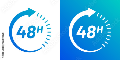 48 hours order execution or delivery service icons. Vector illustration