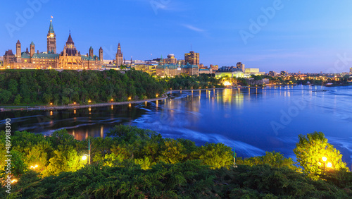 View of Parliament Hill in Ottawa at Blue Hour