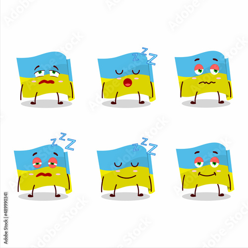 Cartoon character of ukraine flag with sleepy expression