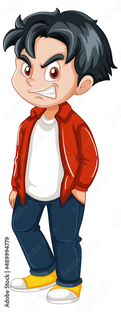 Teenager boy cartoon character on white background Teenager boy cartoon character on white background