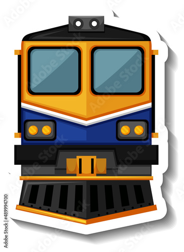 Front of diesel locomotive in cartoon style