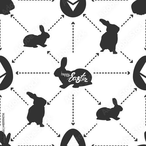 Easter Crypto Bunny Pattern, Holiday Happy Background. Vector
