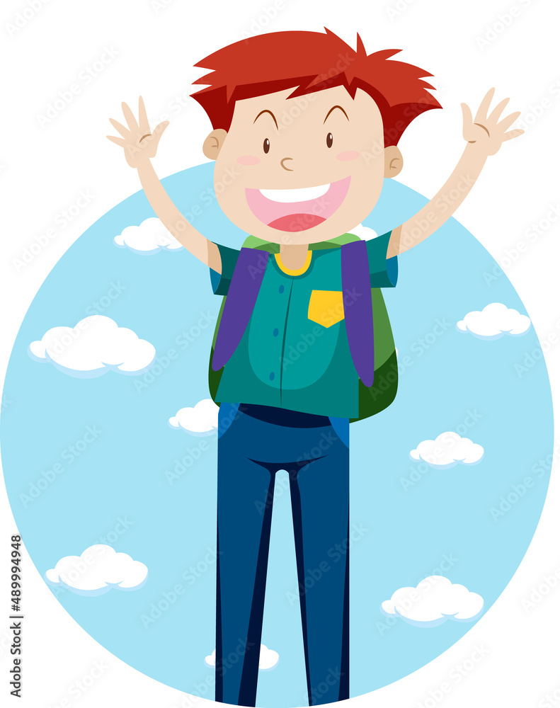Man travel holiday theme with backpack Man travel holiday theme with backpack