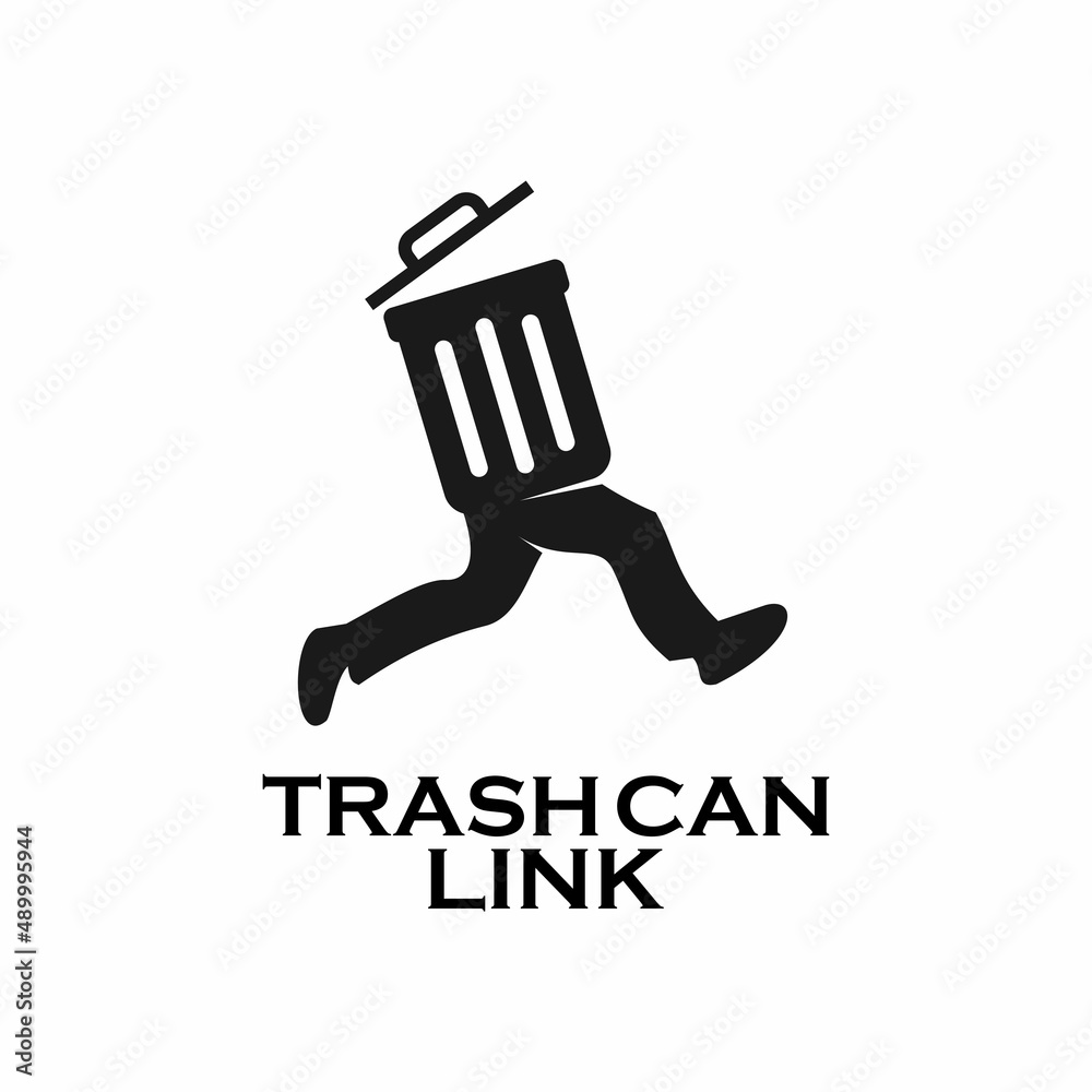 Trash can link logo template illustration