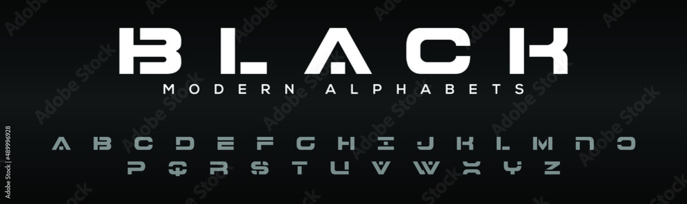 Modern Tech Typeface BLACK Minimal Modern Tech Alphabet Letter Fonts. Typography minimal ...