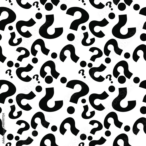 Question mark seamless pattern . Vector seamless pattern with question marks. Monochrome hipster background. Hand drawn random black punctuation marks.Question mark seamless pattern . Seamless pattern