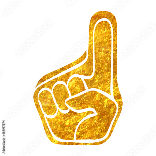 Hand drawn gold foil texture icon Foam glove