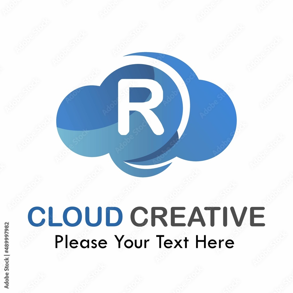 Fototapeta premium Letter r with cloud logo template illustration. suitable for brand your business, media, app, symbol etc