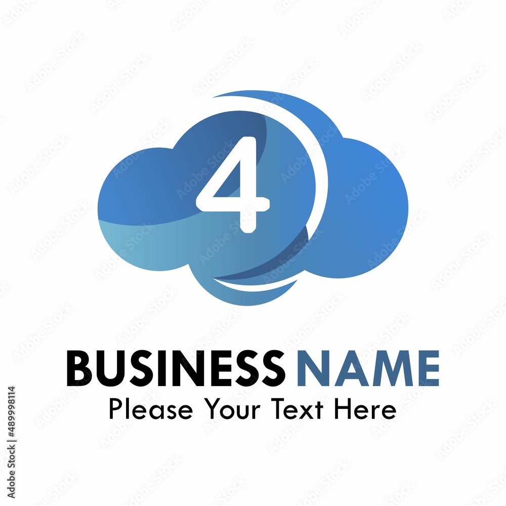 Number 4 with cloud logo template illustration Number 4 with cloud logo template illustration
